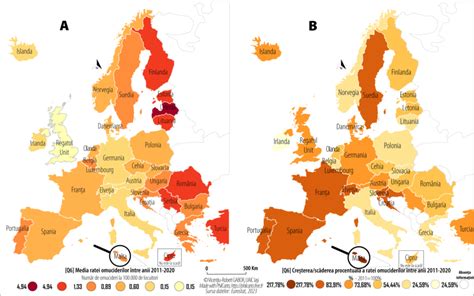 Grafic comparativ al ratei avorturilor în Europa și numărul nașterilor