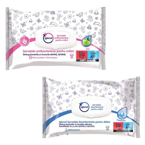 Colaj cu ambalajele recomandate de servetele umede.