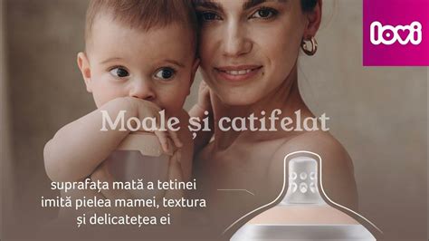 Biberon Lovi Mammafeel cu tetină imitând sânul mamei, cu scară gradată și suprafață mată
