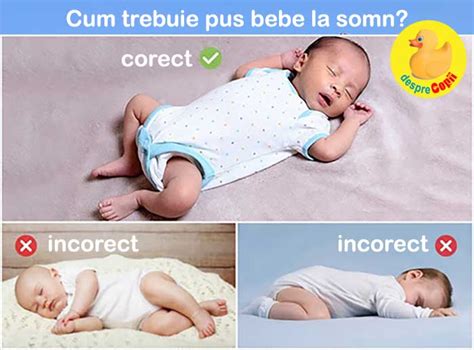 Ilustrație cu diverse poziții de somn ale bebelușilor