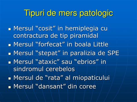 Diagramă comparativă a diferitelor tipuri de mers patologic