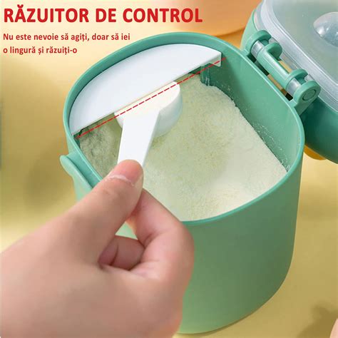 Ilustrație cu instrucțiuni de depozitare a laptelui praf: recipient sigilat, loc răcoros și uscat.