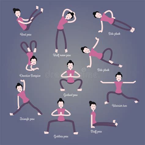 Ilustrație cu poziții de yoga sigure pentru gravide