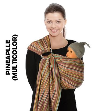 Infografic cu poziționarea corectă a bebelușului într-un sling cu inele