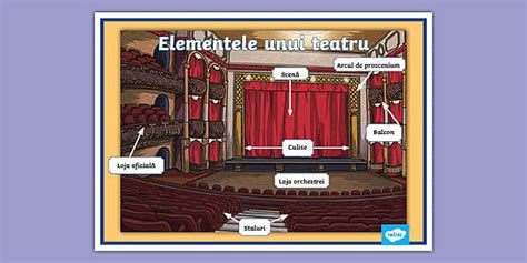 Ilustrație stilizată a unei săli de teatru cu public râzând