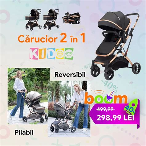 Ilustrație comparativă a unui cărucior 2 în 1 și 3 în 1, evidențiind componentele fiecăruia