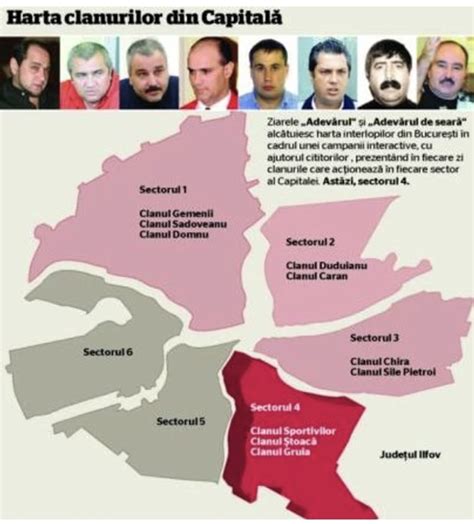 Hartă a orașului Galați, cu zone de influență ale diferitelor clanuri interlope marcate