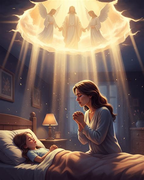 Ilustrație cu o mamă care se roagă împreună cu copilul ei.