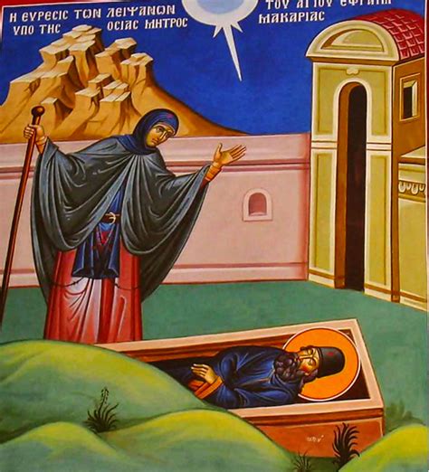 Femeie rugându-se în fața unei icoane a Sfântului Efrem cel Nou