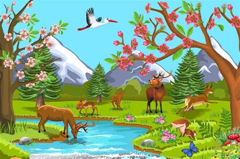 Ilustrație stilizată cu primăvară și vară, sugerând momentul nașterii