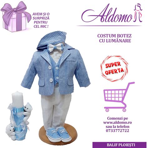 Infografic cu tipuri de articole vestimentare pentru botez: rochițe, costume, trusouri, accesorii.