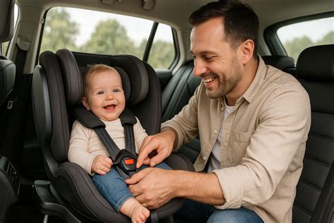 ilustrație cu un scaun auto pentru bebeluși și recomandări de utilizare