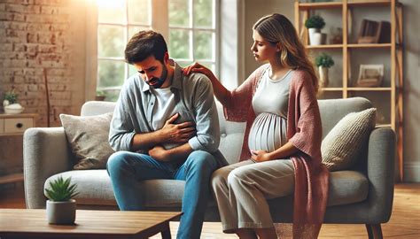 infografic care prezintă diferitele simptome fizice și psihologice asociate cu Sindromul Couvade