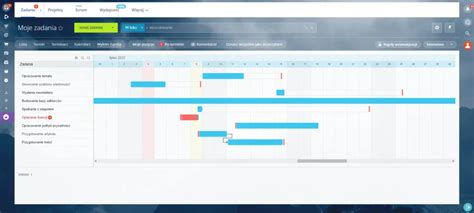 Captură de ecran a unui software de management de proiect, cu diagrama Gantt
