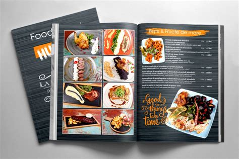 Design de copertă și pagină interioară a unui meniu de restaurant