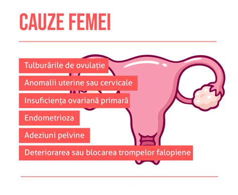 infografic cu principalele cauze ale infertilității feminine