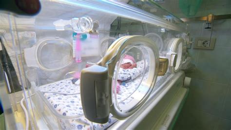 Imagine cu un nou-născut prematur într-un incubator