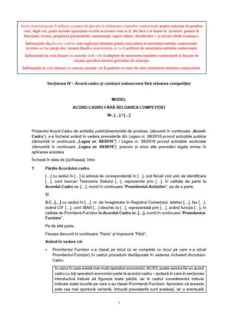 Diagramă comparativă între cele două forme de acord cadru și modul de atribuire a contractelor subsecvente