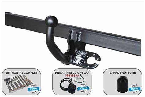 Infografic cu diferitele tipuri de cârlige de remorcare (fix, demontabil, electric)