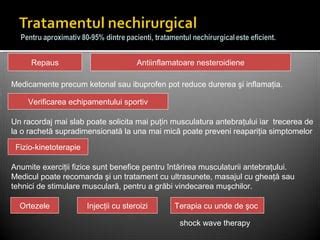 Infografic cu opțiuni de tratament pentru bursită: repaus, gheață, medicație, kinetoterapie, infiltrații