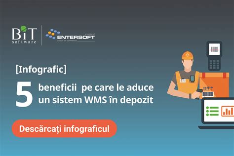 Infografic cu cele cinci beneficii principale ale unui sistem WMS