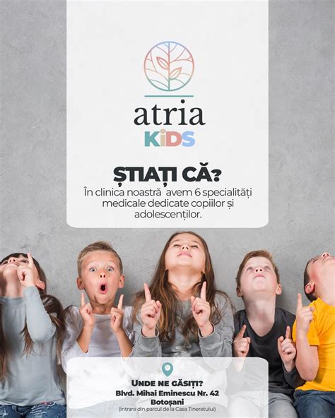 Infografic cu principalele specialități pediatrice disponibile