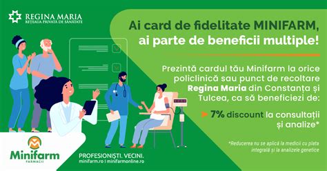 Ilustrație grafică a beneficiilor abonamentului Regina Maria și Minifarm