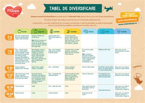 Infografic despre etapele diversificării alimentației la bebeluși