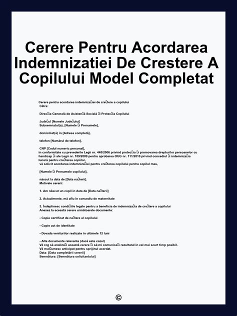 Diagrama fluxului pentru acordarea indemnizației de creștere a copilului