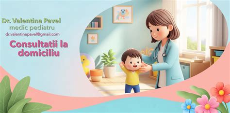 Ilustrație cu un medic pediatru examinând un copil fericit