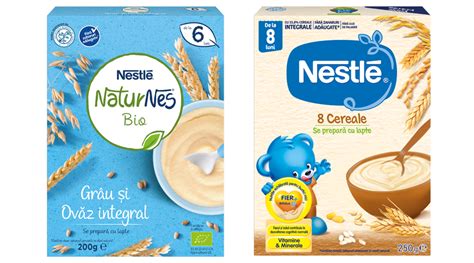 infografic cu tabel comparativ pentru ingrediente cereale pentru bebelusi