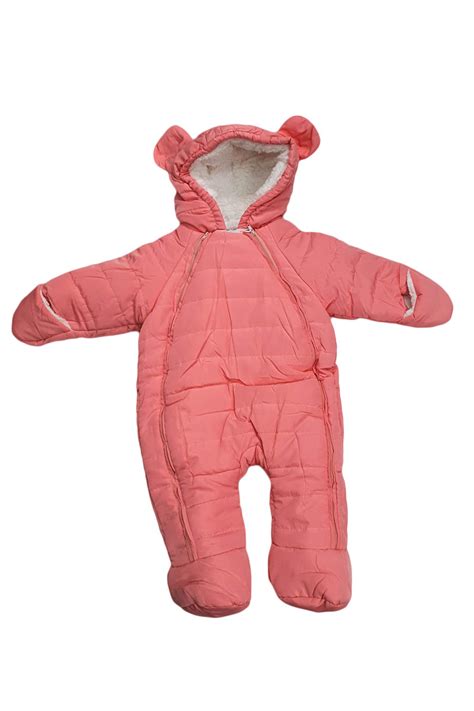 Salopetă roz pentru bebeluși, model Urs, din fas, cu fermoar