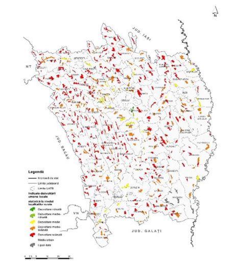 Hartă a zonelor rurale marginalizate din județul Vaslui