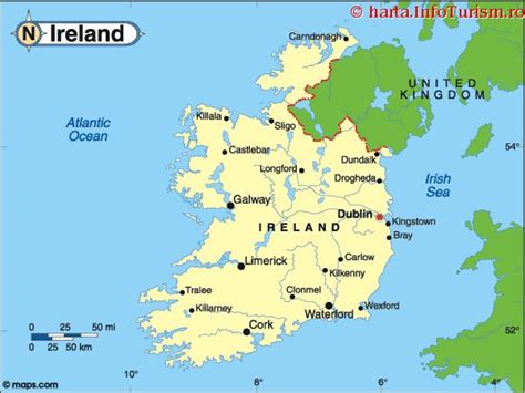 harta politică a Irlandei cu accent pe zonele unde s-au desfășurat dezbaterile intense despre avort