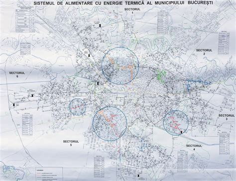 Hartă a rețelei de termoficare din Brașov, cu zonele unitare de încălzire marcate