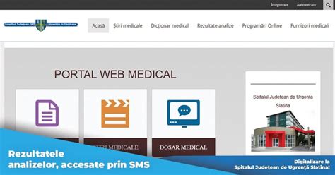 Captură de ecran a unei platforme online unde pacienții își pot accesa rezultatele medicale.