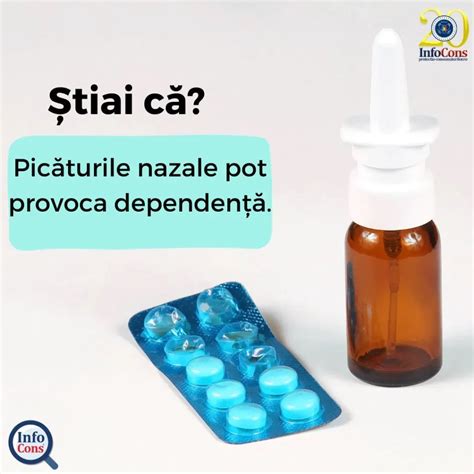 Infografic comparativ: Picături nazale vasoconstrictoare vs. Picături nazale cu apă de mare/soluții saline.