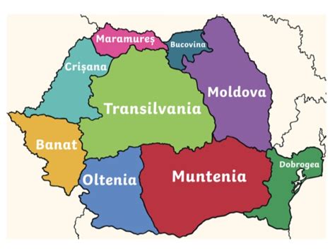 hartă a României, evidențiind regiunile cu prezență semnificativă a minorităților naționale