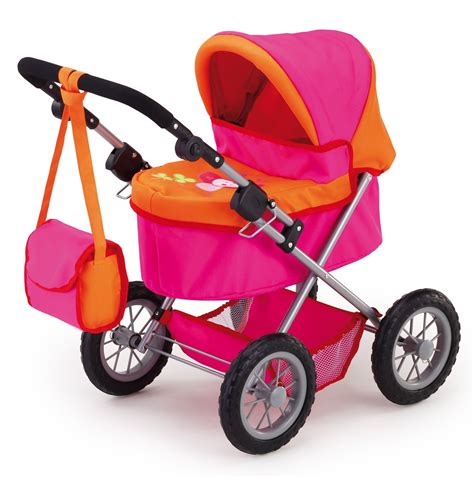 Ilustrație cu diverse modele de carucioare pentru papusi, evidențiind diferențele de design și funcționalitate.