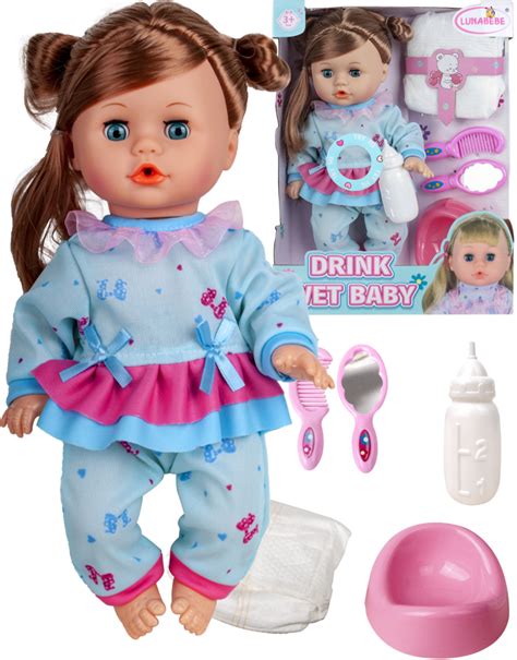 Detalii ale papușii Bebelou cu oliță și biberon