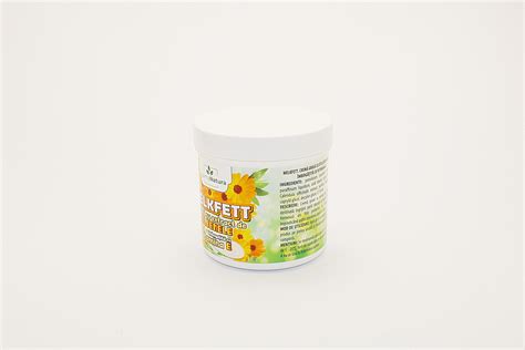 Ambalajul unguentului Melkfett cu gălbenele și Vitamina E, 250 ml