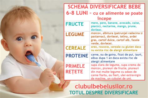Diagramă cu alimente cu potențial alergen și modul de introducere în diversificare.