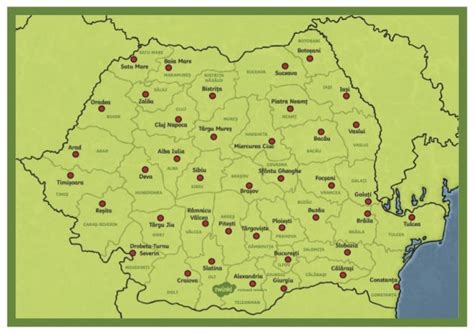 Harta României, cu puncte indicând județele unde sunt localizate cabinetele medicale menționate.