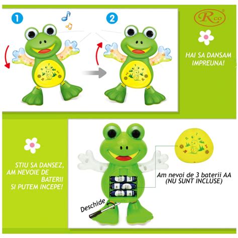 O imagine detaliată a unei jucării tip rățușcă dansatoare, evidențiind elementele sale interactive.
