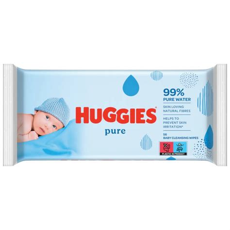 Infografic cu beneficiile servetelelor Huggies Pure: 98% apa, fibre naturale, fara parfum, alcool, parabeni