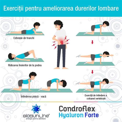 Ilustrație cu exerciții simple pentru ameliorarea durerilor de spate în sarcină