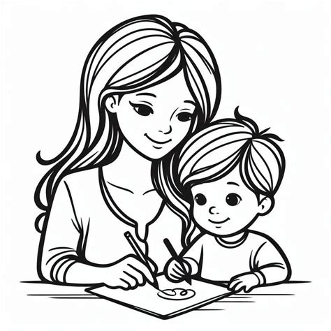 Ilustrație cu o mamă și copilul ei, sugerând legătura afectivă.