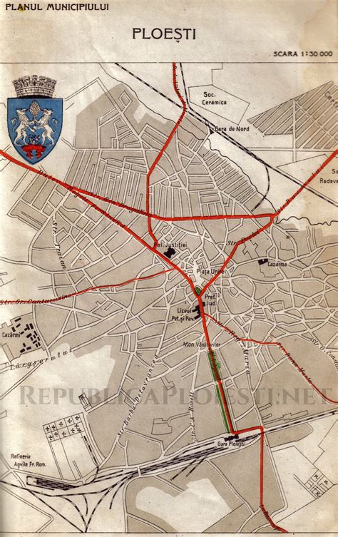 Harta orașului Ploiești cu marcarea locației Spitalului de Pediatrie.