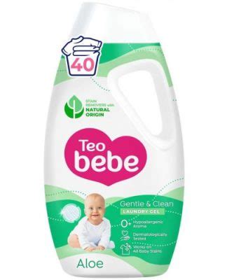 infografic cu pictograme reprezentând ingredientele cheie ale detergentului Teo Bebe Gentle & Clean cu Aloe Vera