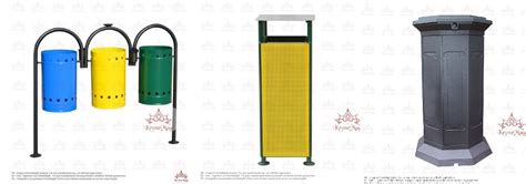 Ilustrație cu diverse tipuri de coșuri de gunoi pentru interior și exterior